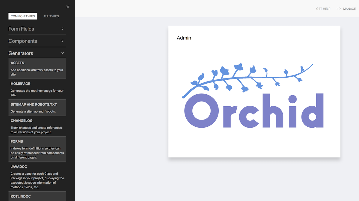 Admin panel sidebar