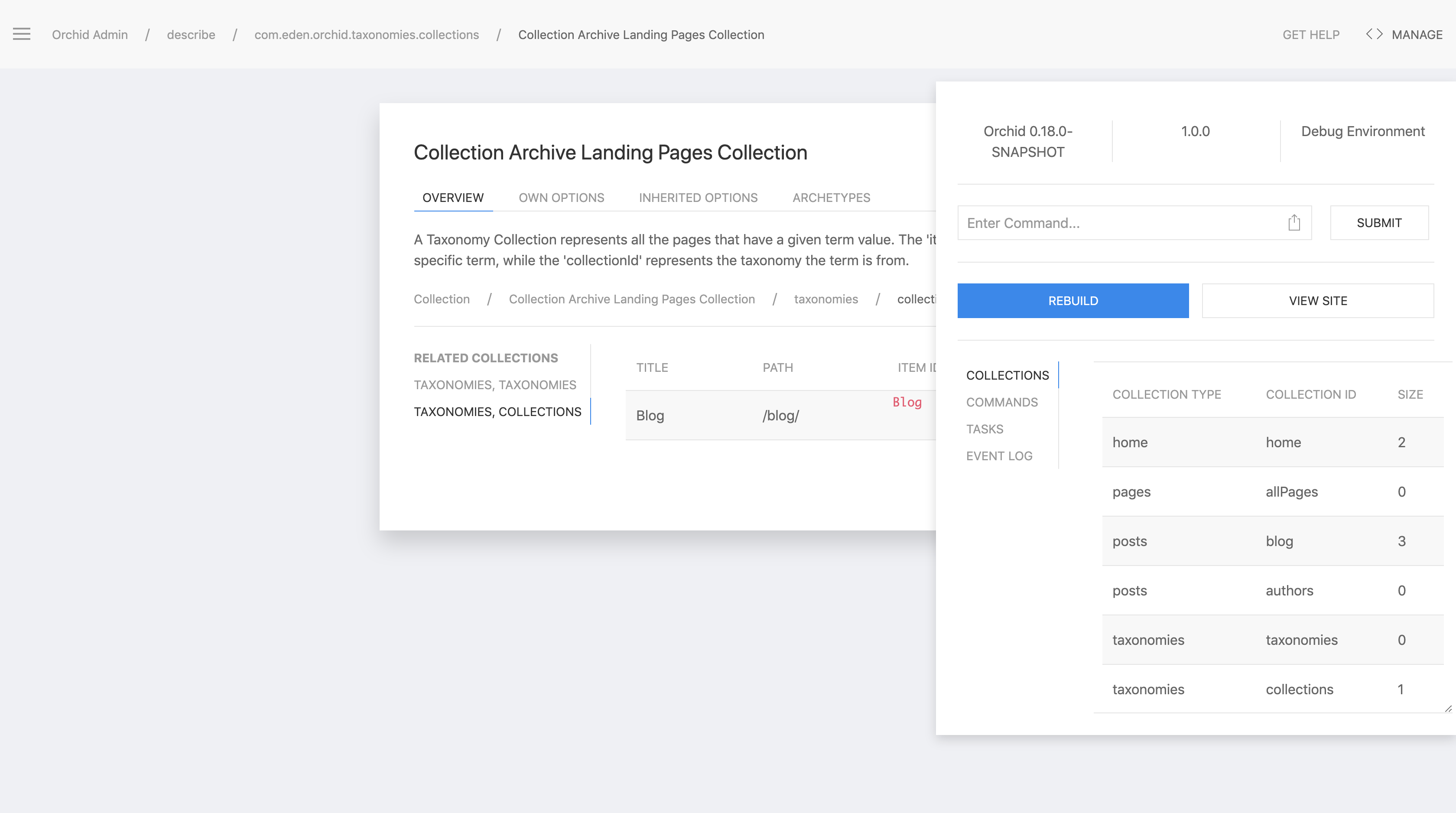 Orchid Admin Panel Collections